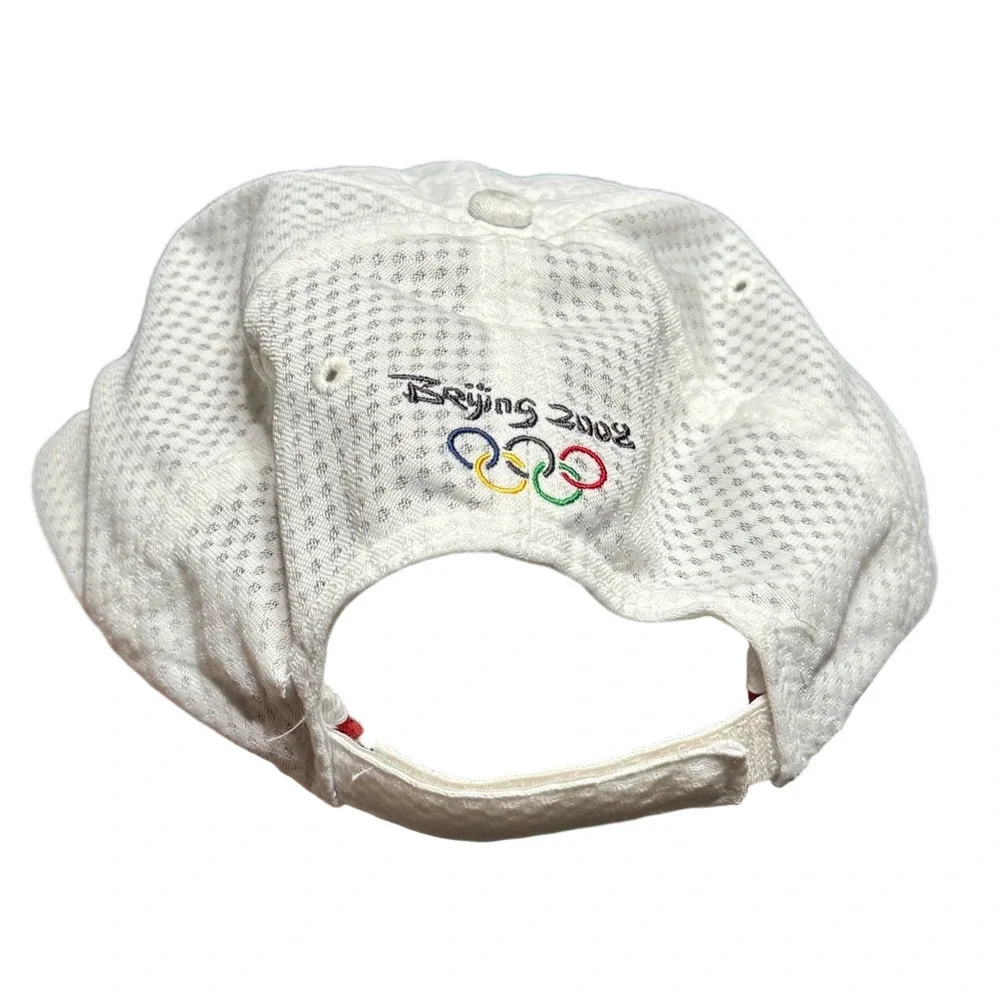 Beijing 2008 Olympics 100% Polyester Velcro White Cap